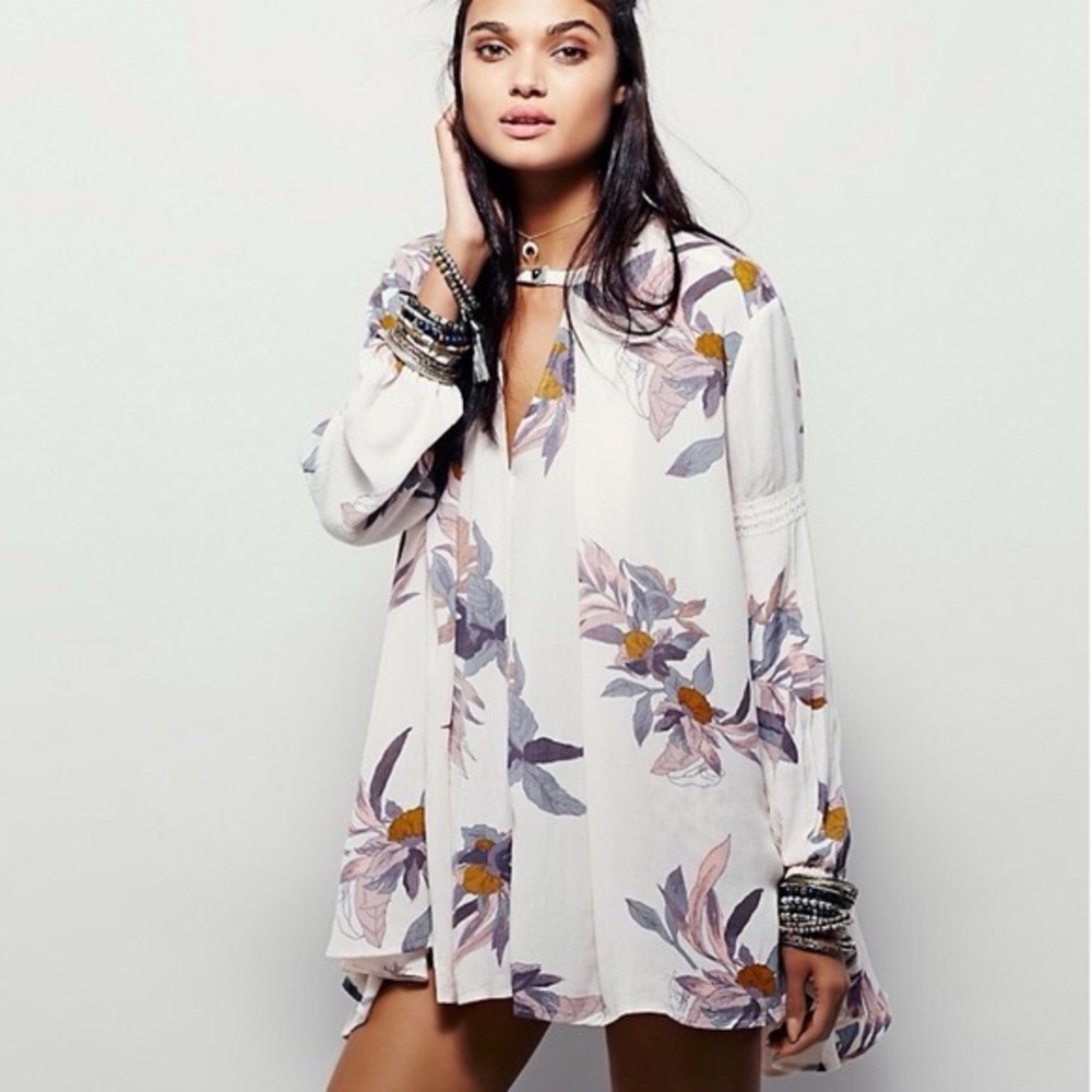 Free people Electric Orchid Print Swing Tunic
